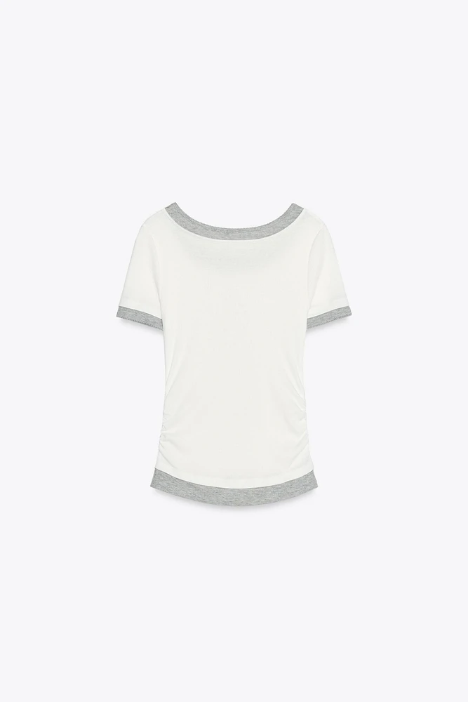 T-SHIRT DOUBLE CÔTELÉ À PLIS