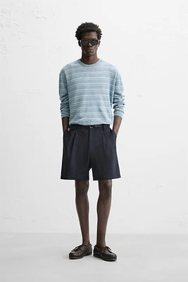 100% LINEN STRIPED SWEATER