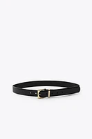 LEATHER BELT WITH GEOMETRIC BUCKLE