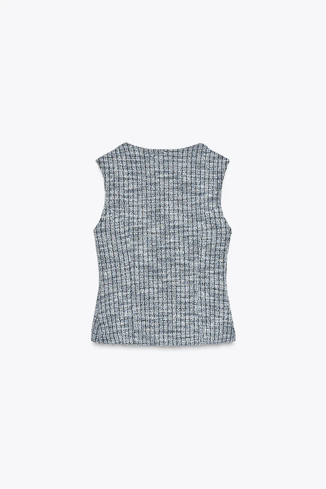 BUTTONED JACQUARD TEXTURED TOP