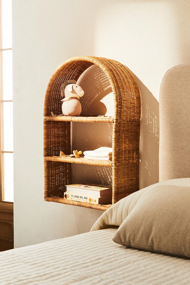 CHILDREN’S OVAL RATTAN SHELVING UNIT