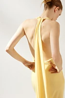 OPEN BACK HALTER LONG DRESS