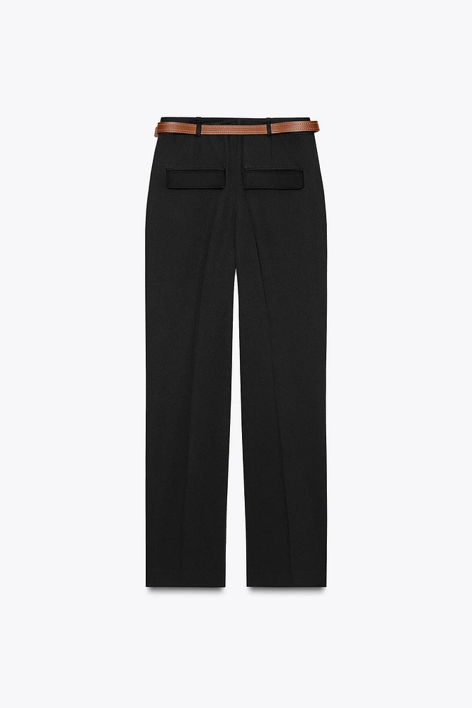 BELTED STRAIGHT LEG PANTS