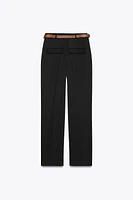 BELTED STRAIGHT LEG PANTS