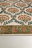 FLORAL PRINT BLOCK AREA RUG