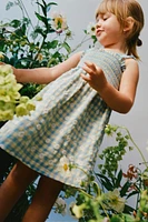 ROBE À CARREAUX VICHY ET FLEURS