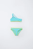 6-14 ANS/ MAILLOT DE BAIN ASYMÉTRIQUE BRILLANT LISERÉS