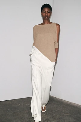 ASYMMETRICAL COMBINATION KNIT TOP