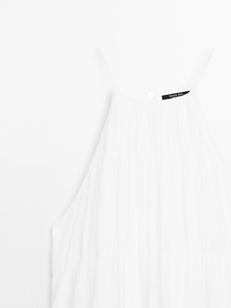 Robe longue plissée froncée