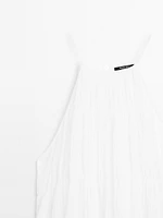 Robe longue plissée froncée