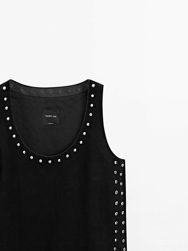 Suede leather top with stud details