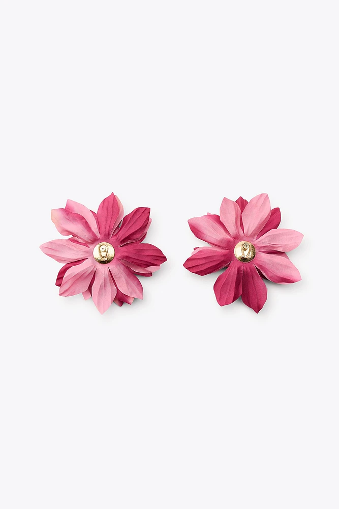 MAXI BOUCLES D'OREILLES FLEUR CONTRASTÉE