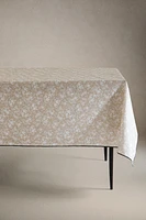 RESIN-COATED TABLECLOTH FLORAL PRINT