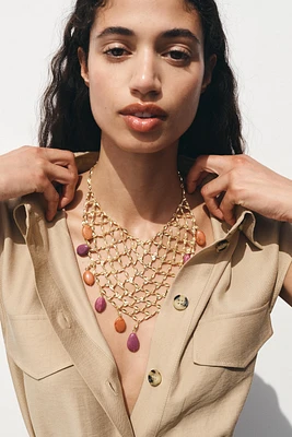 BEADED BIB NECKLACE