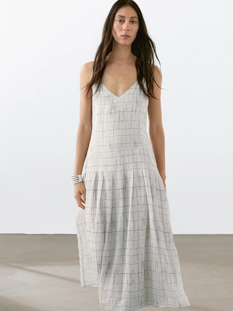 Robe midi ample à carreaux