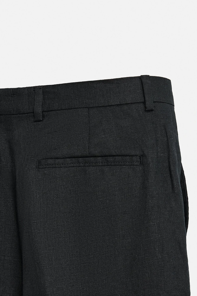 100% LINEN PLEATED PANTS
