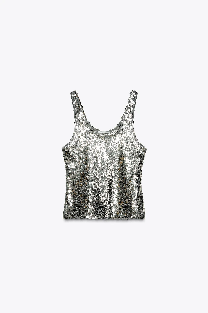 TOP À BRETELLES SEQUINS