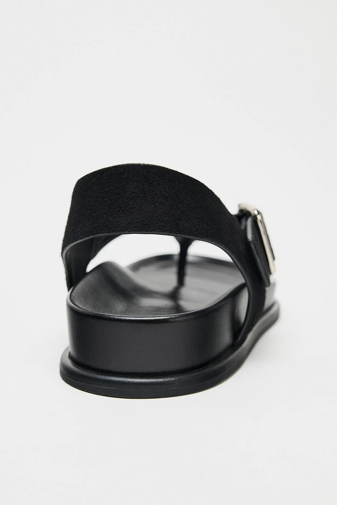SUEDE FLAT SANDALS