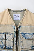 DISTRESSED EFFECT DENIM VEST