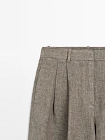 Pantalon à double pince 100 % lin
