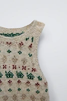 JACQUARD KNIT OVERALLS