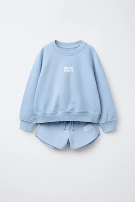 TEXT SWEATSHIRT AND BERMUDA SHORTS SET