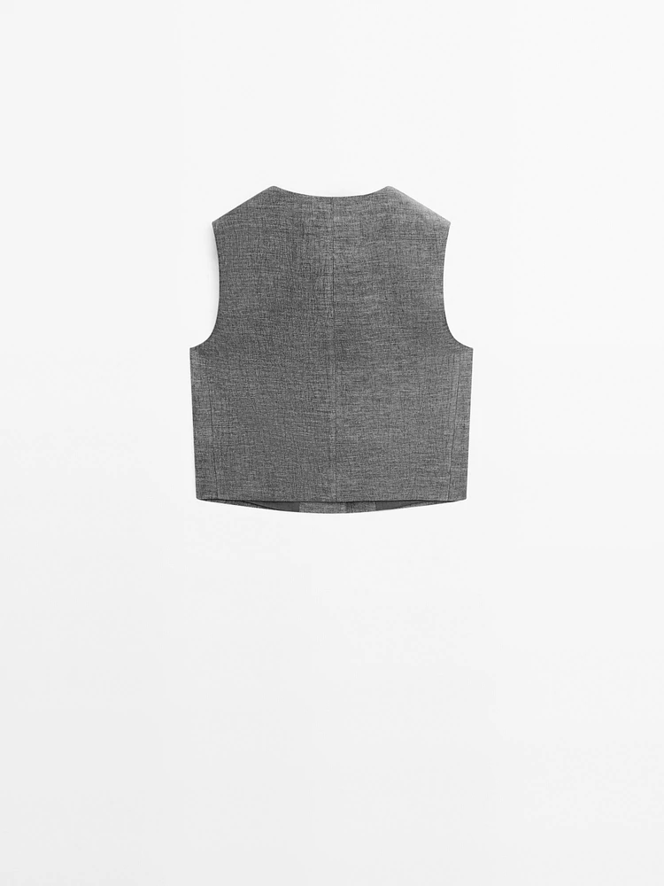 Veste courte sans manches lin