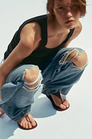 JEAN TRF COUPE AMPLE TAILLE MI-HAUTE