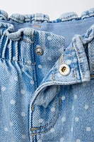 PANTALON EN JEAN PAPERBAG À POIS