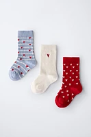 THREE PACK OF HEART SOCKS