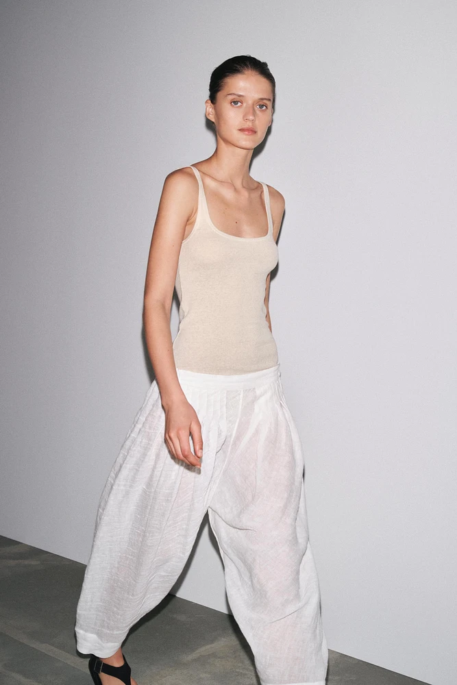 RIBBED T-SHIRT WITH LINEN