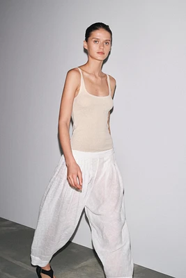 RIBBED T-SHIRT WITH LINEN