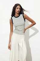 STRIPED BUTTON T-SHIRT