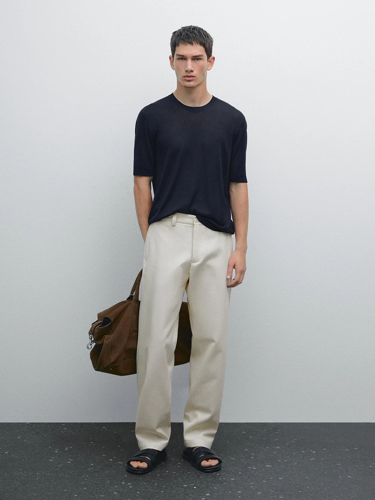 Short sleeve fine knit sweater