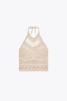 TOP HALTER EN MAILLE DÉJAUCHÉE