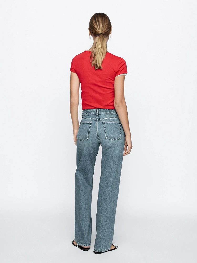 Low-rise straight-leg jeans