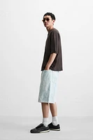 SCRATCHED BAGGY FIT DENIM SHORTS