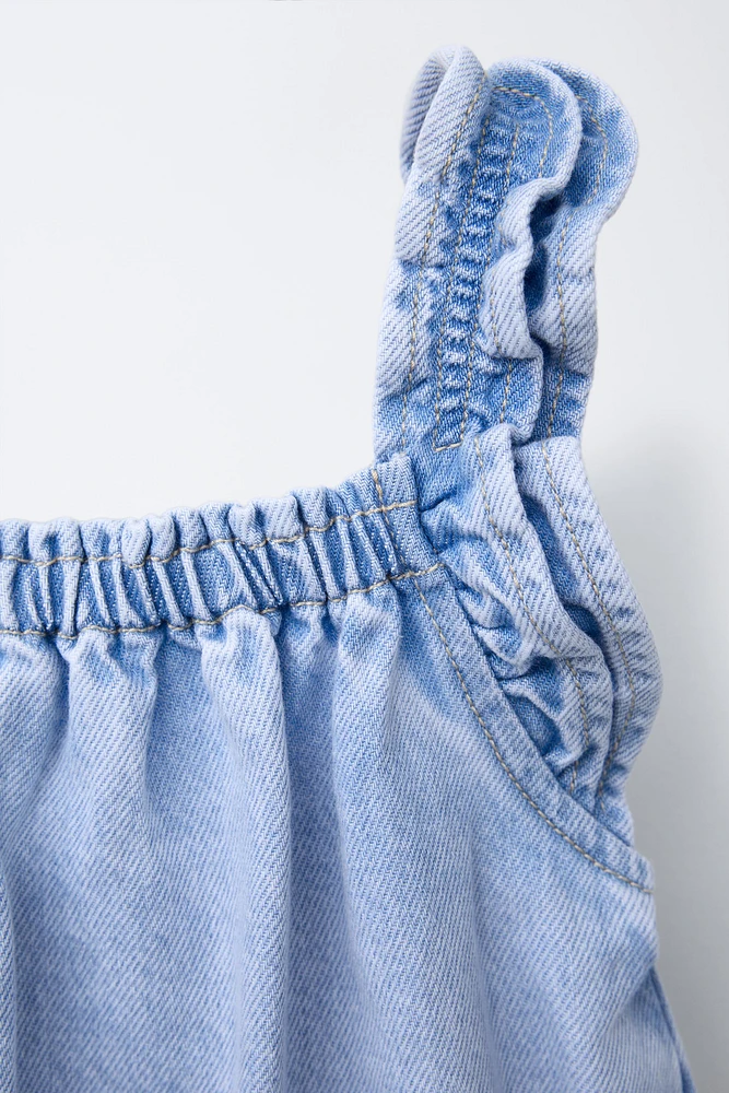 COMBI-SHORT EN DENIM À VOLANT