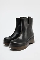 LEATHER PLATFORM ANKLE BOOTS