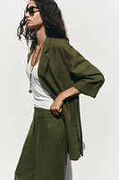 LINEN BLEND WIDE LEG PANTS