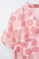 9-18 MOIS/ ENSEMBLE IMPRIMÉ FLEURS KIMONO ET BERMUDA