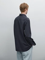 Cotton blend regular fit twill shirt
