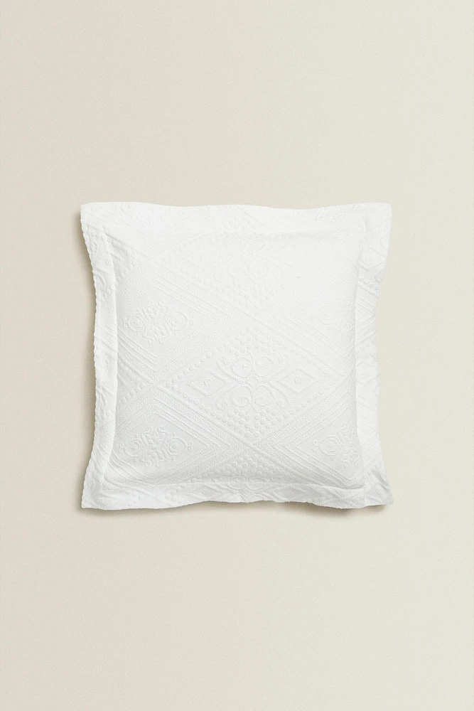 COTTON THROW PILLOW COVER WITH A GEOMETRIC DESIGN