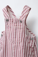 STRIPED TWILL OVERALLS