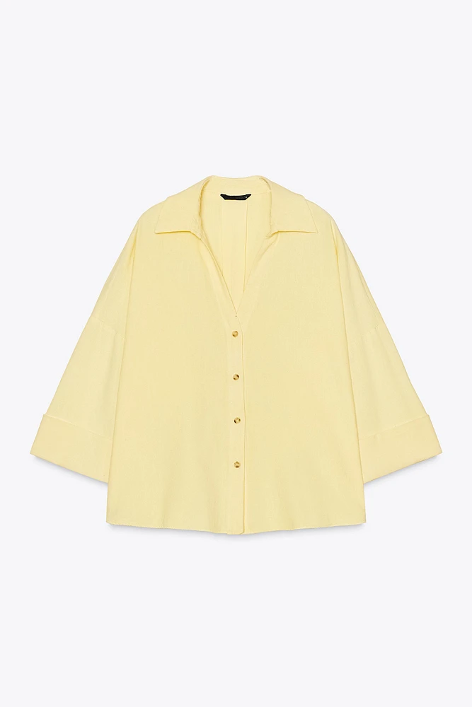 CHEMISE À MANCHES LARGES AVEC LIN