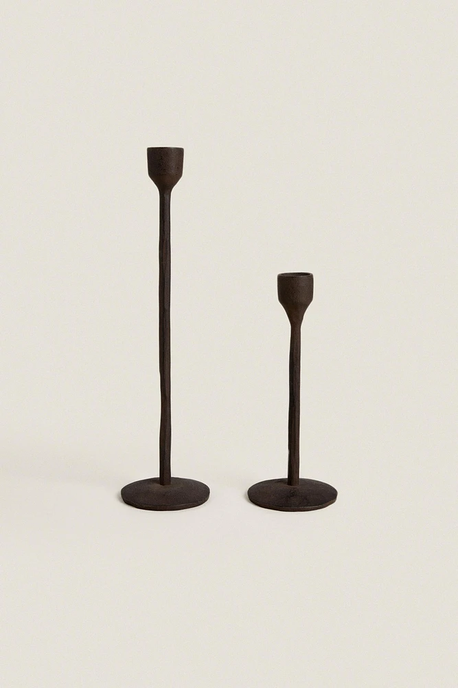 FACETED METAL CANDLESTICK