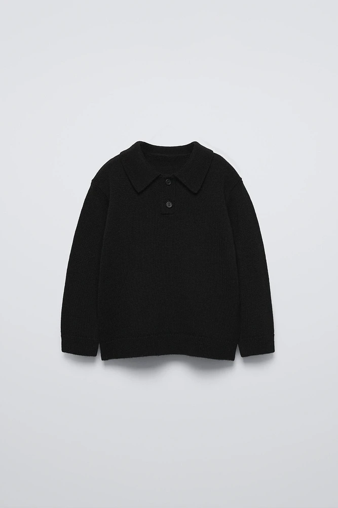 100% WOOL POLO SWEATER