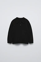 100% WOOL POLO SWEATER