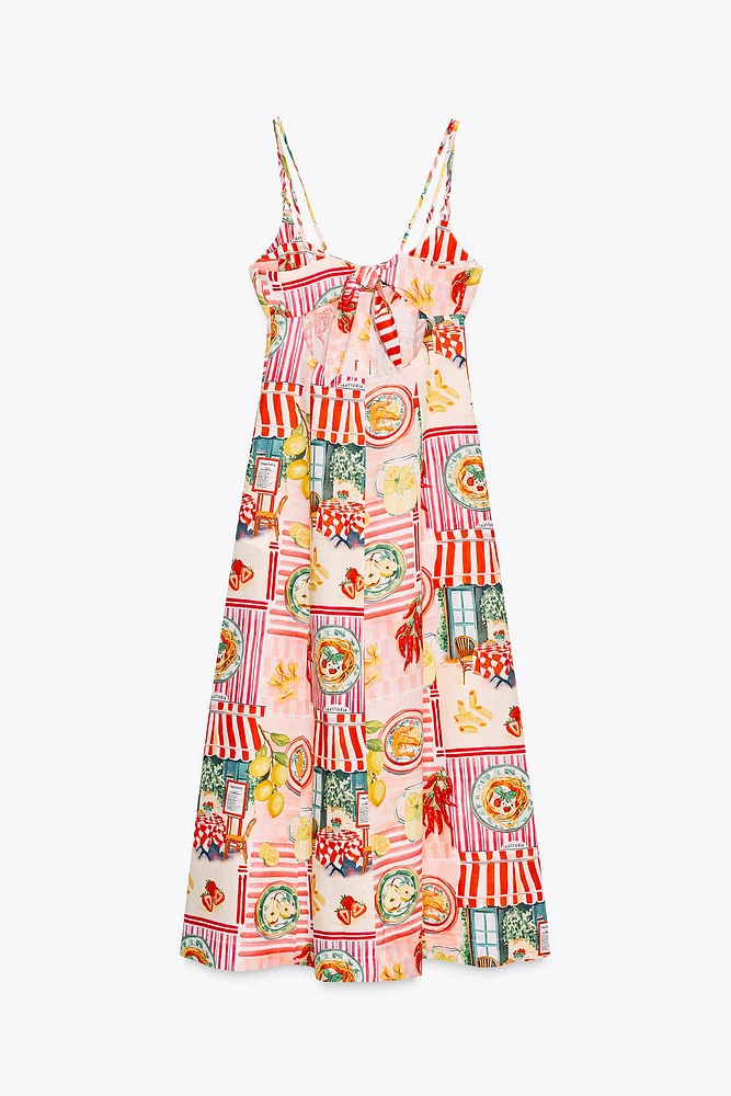 ROBE MIDI IMPRIMÉE PATCHWORK AVEC LIN