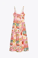 ROBE MIDI IMPRIMÉE PATCHWORK AVEC LIN